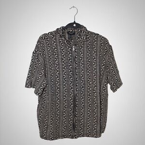 Forever 21 Men's Black and Tan Patterned Top